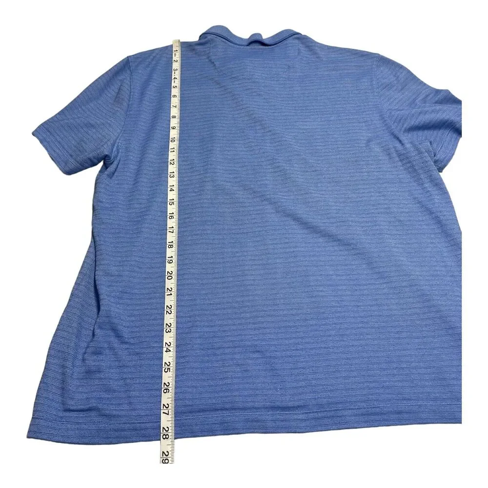 Van Heusen Flex Polo Shirt Men's XL Blue Striped Pockets Short Sleeve Collared - Picture 5 of 6